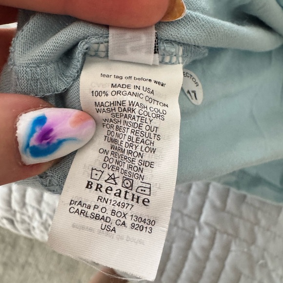 Prana Sky Blue Floral Peace Short Sleeve Tee - Picture 6 of 6